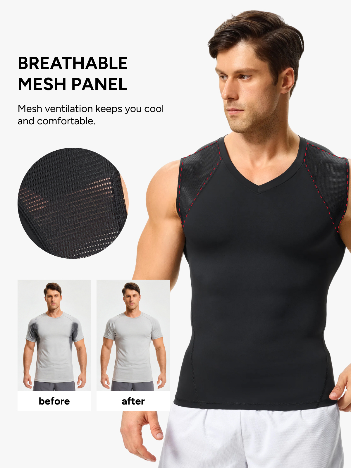 Men's Mesh Compression Tank Top Shirt Breathable Stretch Body Shaper Vest