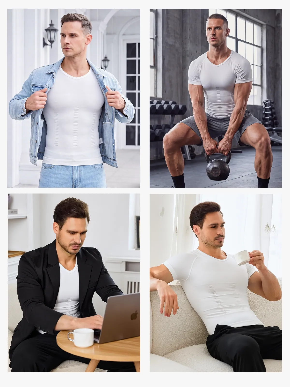 Seamless Compression Shirt Tummy Control Slimming Undershirt For Men
