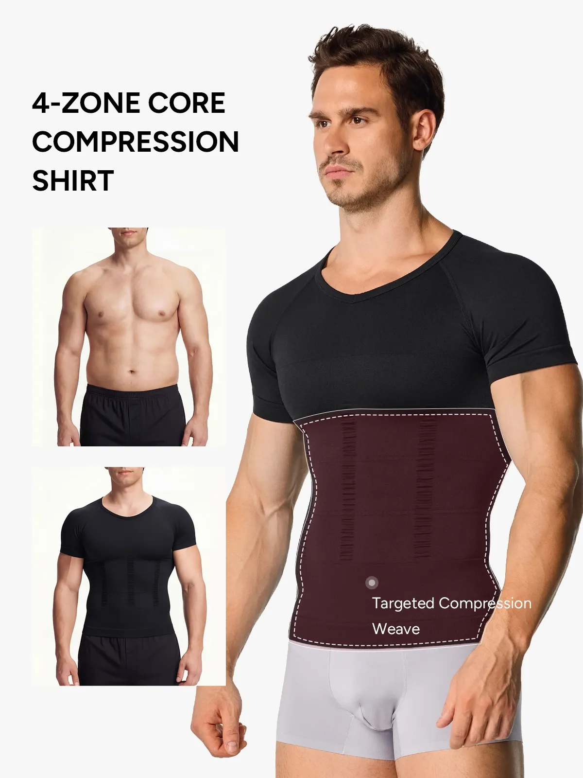 Seamless Compression Shirt Tummy Control Slimming Undershirt For Men