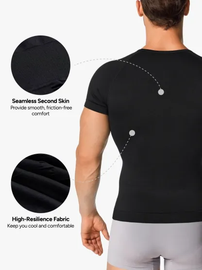 Seamless Compression Shirt Tummy Control Slimming Undershirt For Men