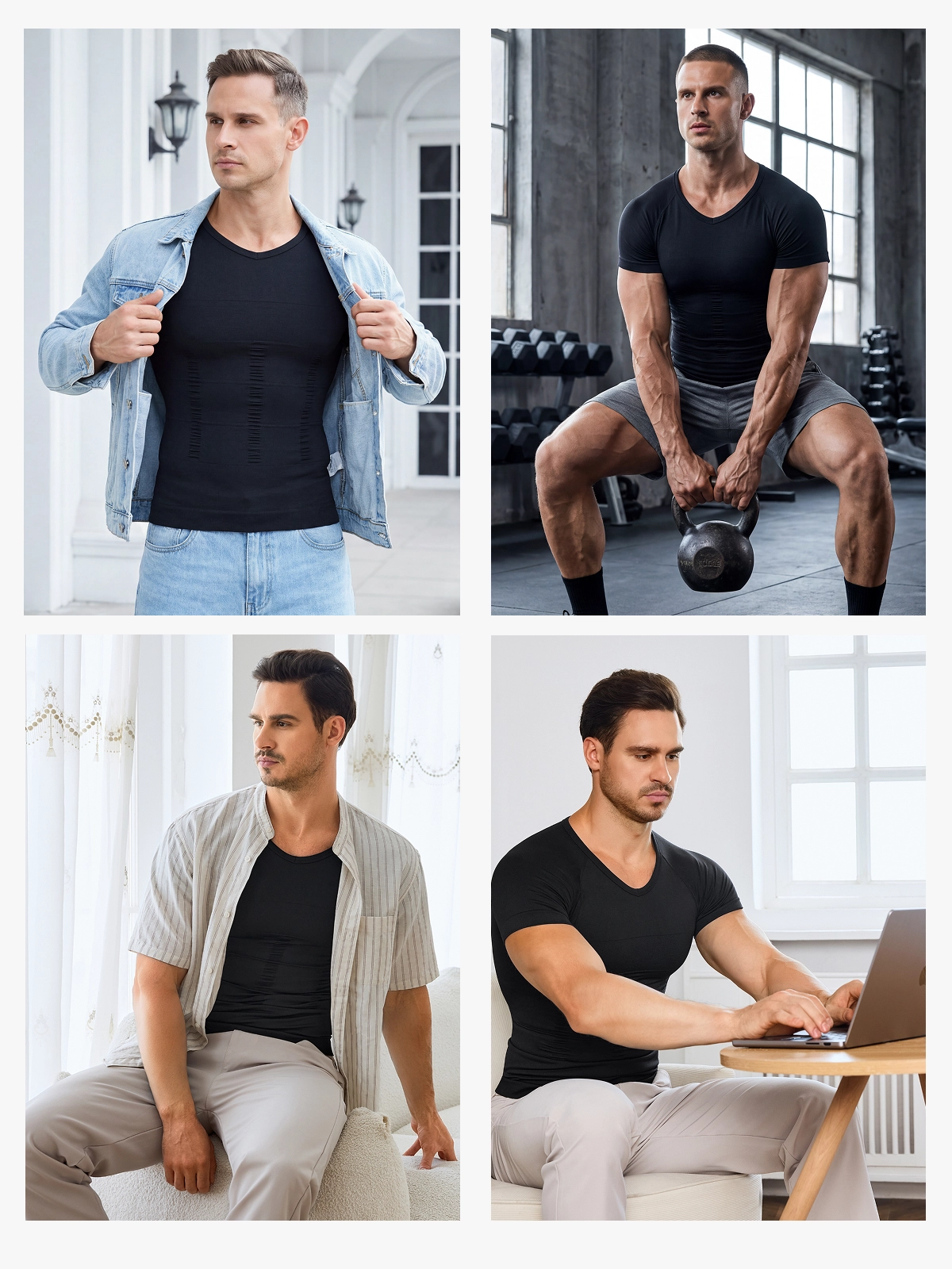 Seamless Compression Shirt Tummy Control Slimming Undershirt For Men