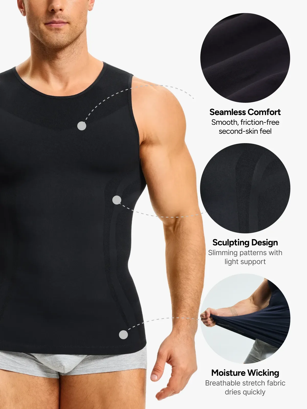 Seamless Compression Tank Top Athletic Shirt For Men