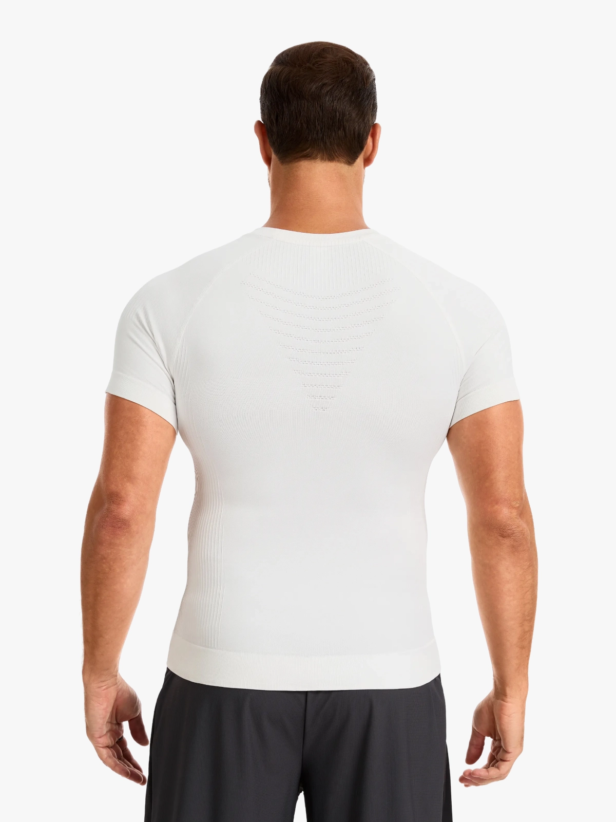 Seamless Crew Neck Compression Shirt Slim Fit Workout Athletic Top For Men