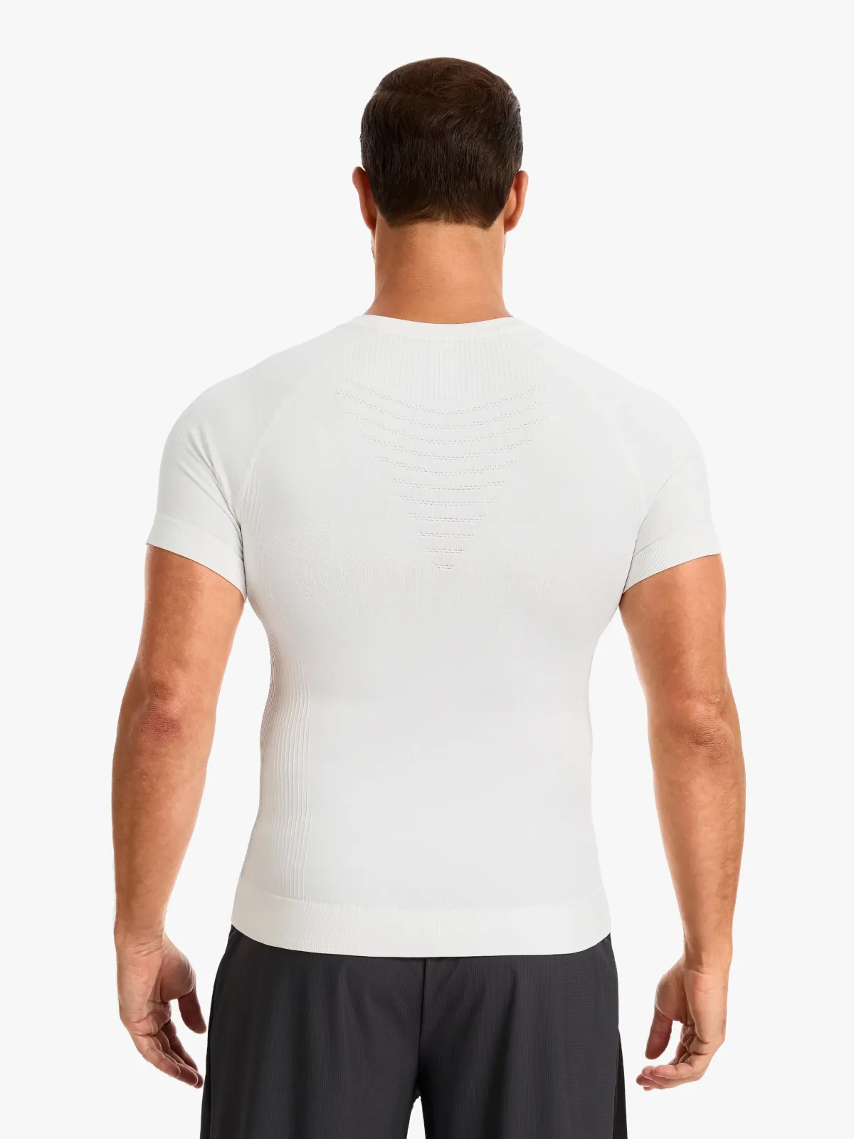 Seamless Crew Neck Compression Shirt Slim Fit Workout Athletic Top For Men