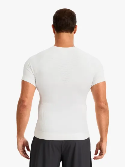Seamless Crew Neck Compression Shirt Slim Fit Workout Athletic Top For Men