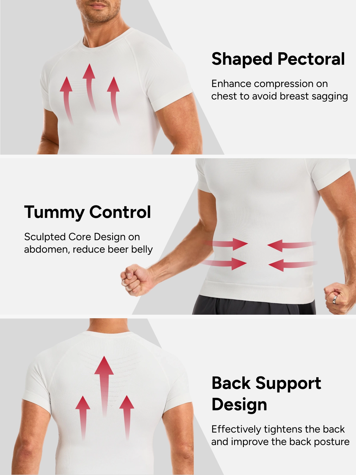 Seamless Crew Neck Compression Shirt Slim Fit Workout Athletic Top For Men