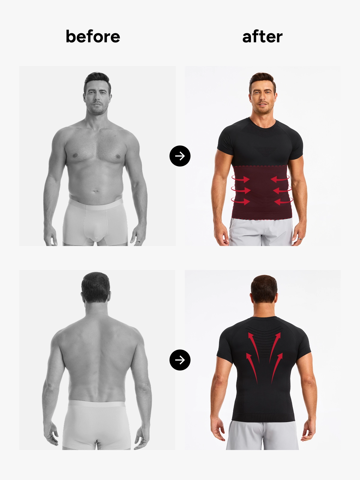 Seamless Crew Neck Compression Shirt Slim Fit Workout Athletic Top For Men
