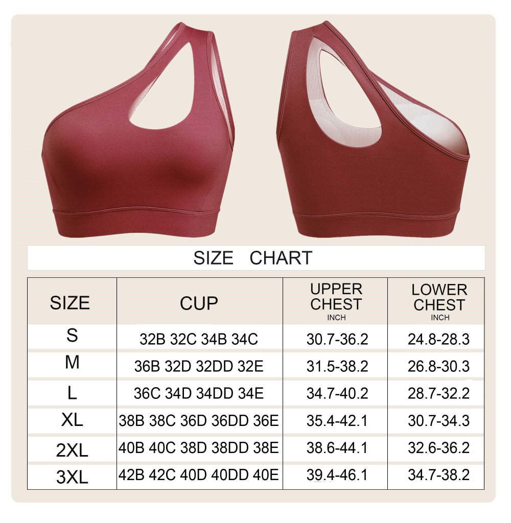 Nebility Women One Shoulder Hollow Out Sports Bra with Padded