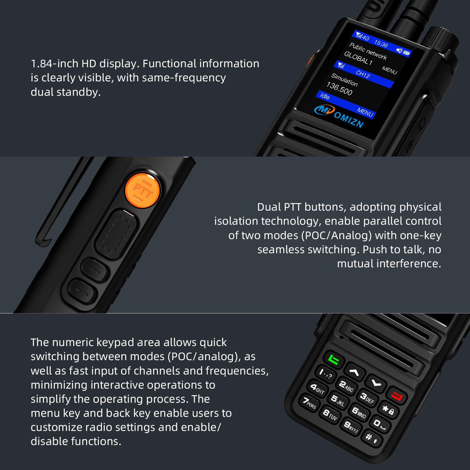Dual Mode Walkie Talkie 4G UHF Android Unlimited Range Zello Real-PTT GPS