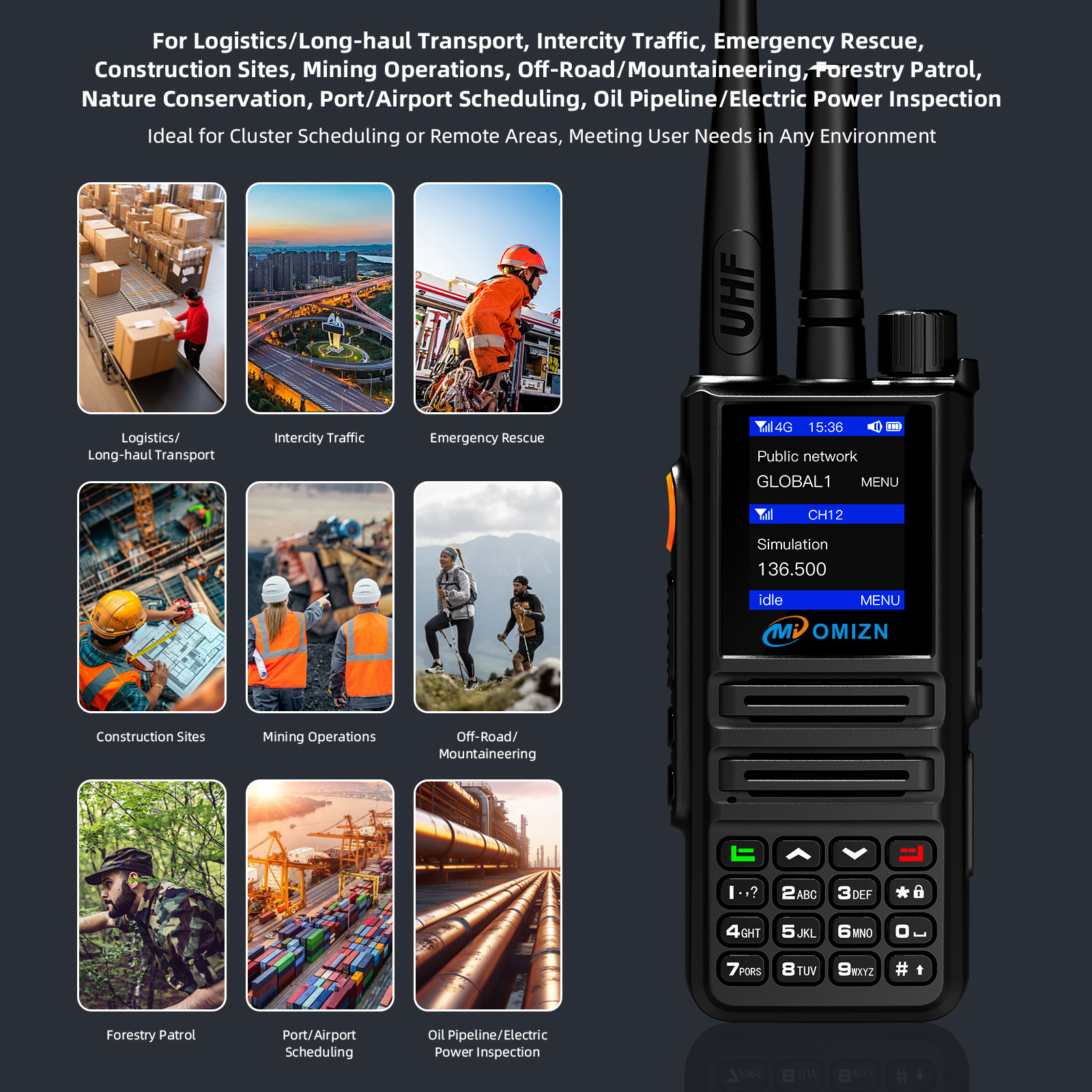 Dual Mode Walkie Talkie 4G UHF Android Unlimited Range Zello Real-PTT GPS