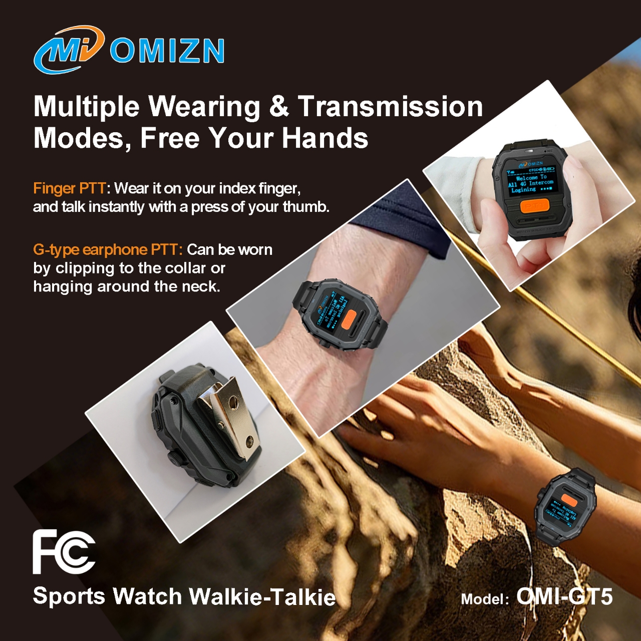 Watch Walkie Talkie 4G Unlimited Range PoC Radios VOX Hands-Free IP65 AES256 Noise Reduction