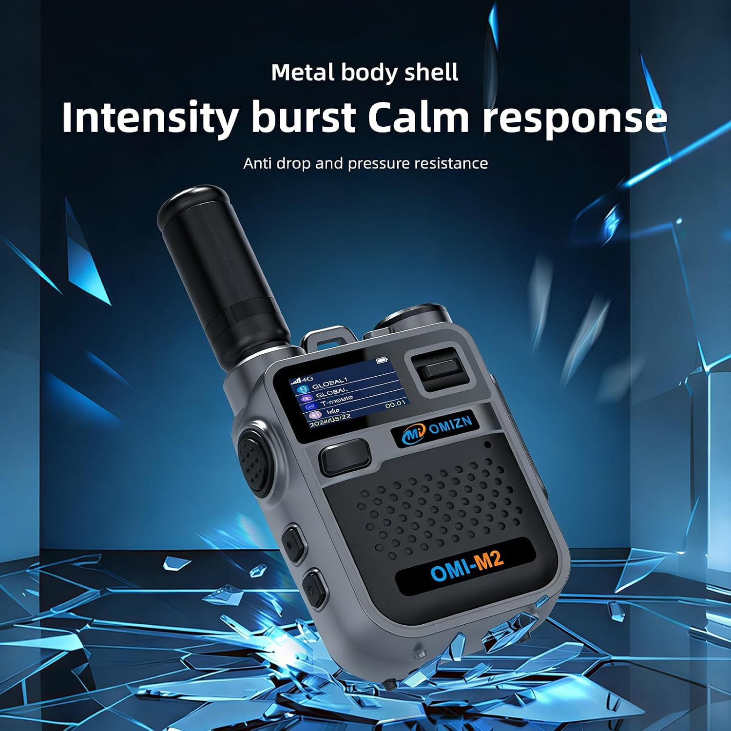 OMIZN M2 Long Range Walkie Talkie,Portable 2 Way Radio with Flashlight,Encrypted with AES256,Lightweight Walky Talky with Type C Charging,for Construction Site Hotel Security,2 Pack