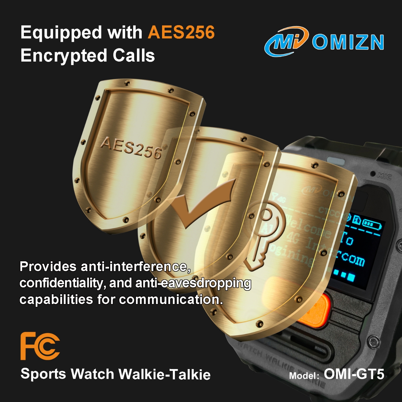 Watch Walkie Talkie 4G Unlimited Range PoC Radios VOX Hands-Free IP65 AES256 Noise Reduction