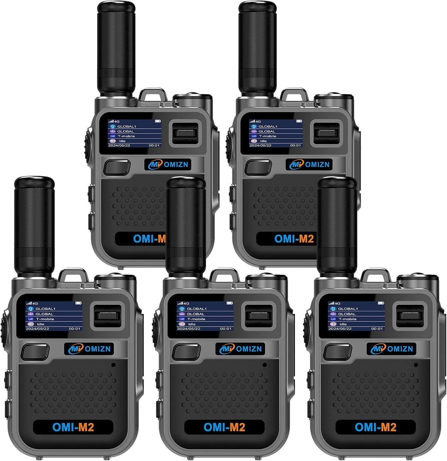 OMIZN M2 Long Range Walkie Talkie,Portable 2 Way Radio with Flashlight,Encrypted with AES256,Lightweight Walky Talky with Type C Charging,for Construction Site Hotel Security,2 Pack