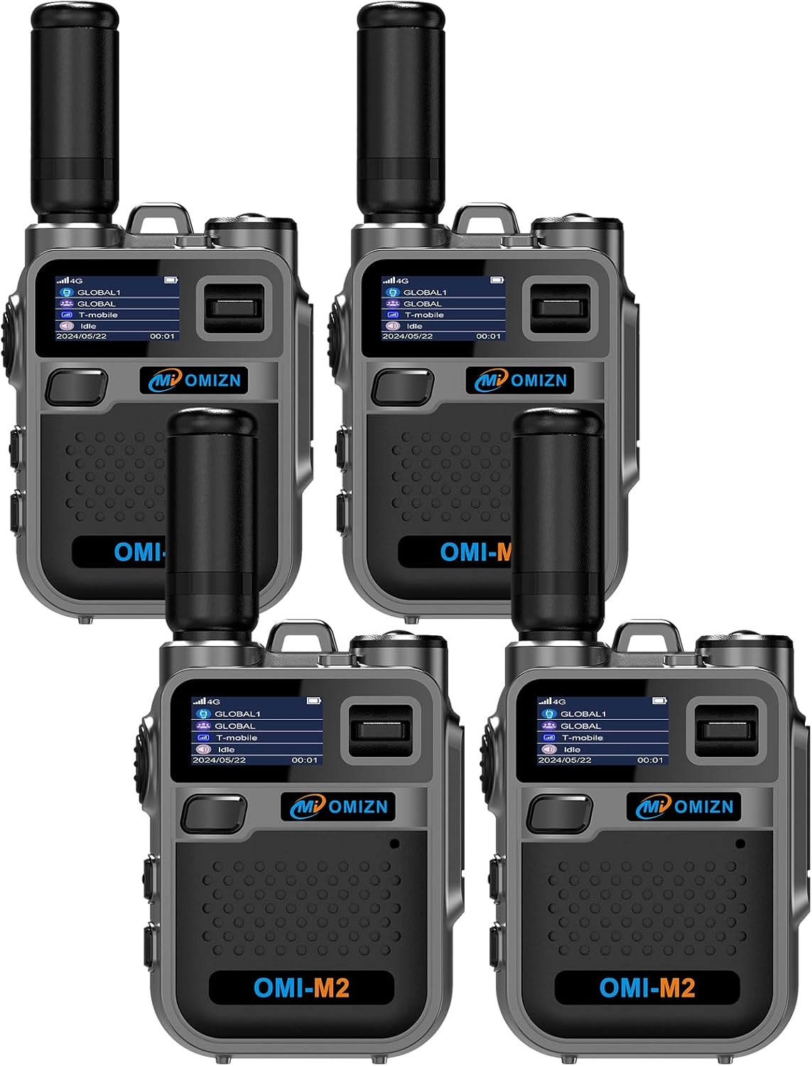 OMIZN M2 Long Range Walkie Talkie,Portable 2 Way Radio with Flashlight,Encrypted with AES256,Lightweight Walky Talky with Type C Charging,for Construction Site Hotel Security,2 Pack