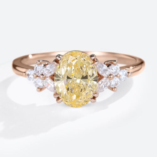 0.5ct Fancy Pink VS+ Round Cut Lab Grown Pink Diamond Modern 4 Claw Prong Engagement Ring in White Gold