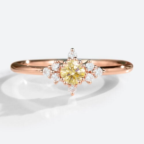 0.5ct Fancy Pink VS+ Round Cut Lab Grown Pink Diamond Modern 4 Claw Prong Engagement Ring in White Gold