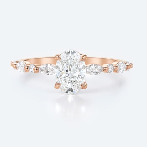 0.5ct Fancy Pink VS+ Round Cut Lab Grown Pink Diamond Modern 4 Claw Prong Engagement Ring in White Gold