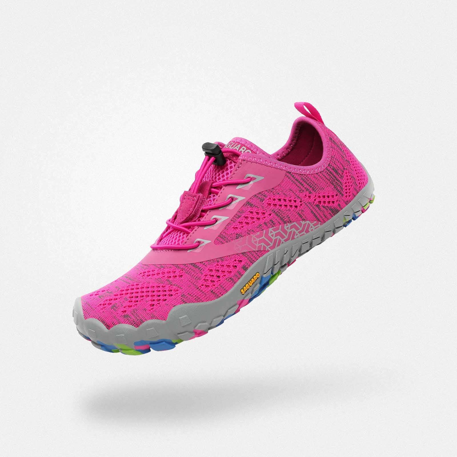 Fitness shoes barefoot zero drop sole, comfortable toe space, 4mm sole Saguaro Smart Ⅰ pink for adults
