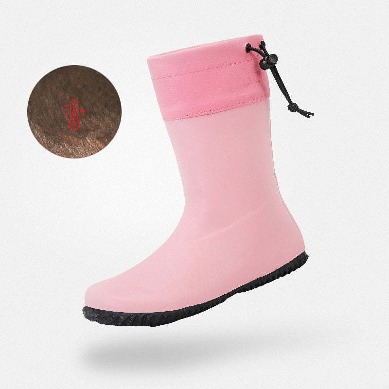 Thermal wellies wide feet friendly non-slip fleece-lined 4mm sole zero drop Brisk I Pink-Winter Plush adult Saguaro