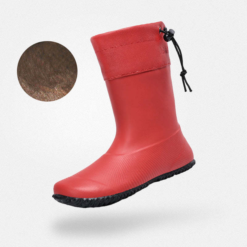 Insulated gumboots wide feet friendly non-slip thermal insulated 4mm sole zero drop Brisk I Red-Winter Plush adult Saguaro