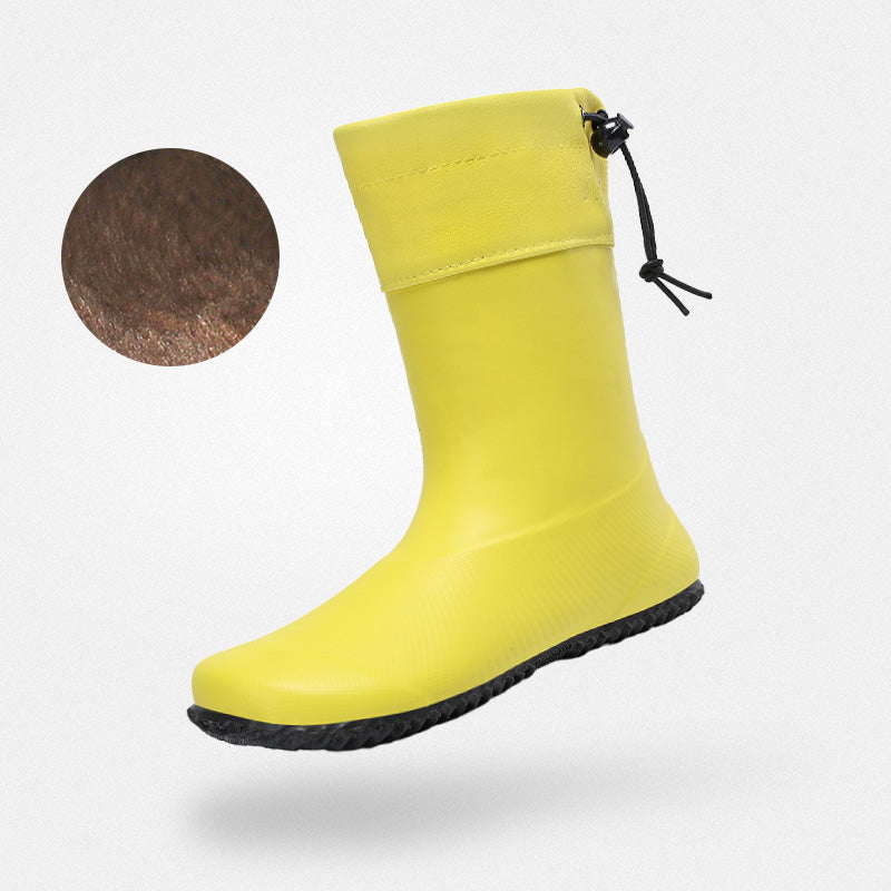 Winter rainboots wide feet friendly non-slip fleece-lined 4mm sole zero drop Brisk I Yellow-Winter Plush adult Saguaro