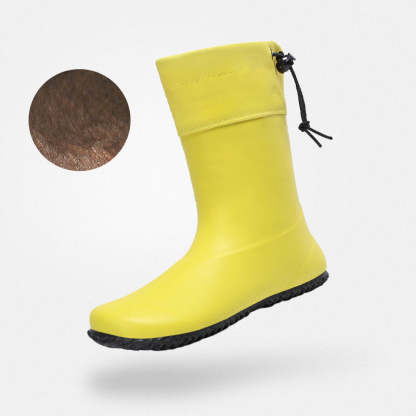 Winter rainboots wide feet friendly non-slip fleece-lined 4mm sole zero drop Brisk I Yellow-Winter Plush adult Saguaro