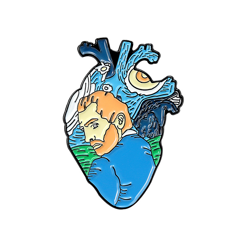 Van Gogh Heart Brooch Pin
