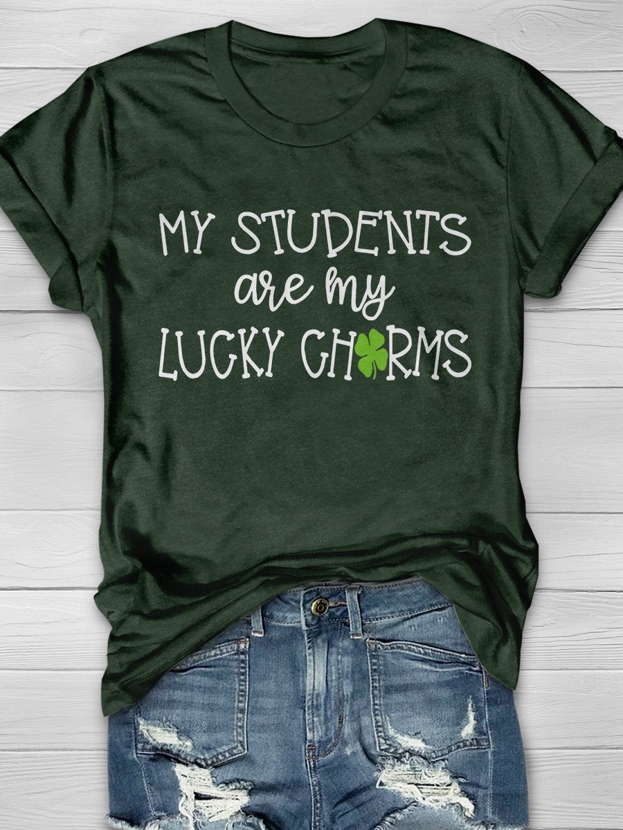 My Students Are My Lucky Charms Print Short Sleeve T-shirt
