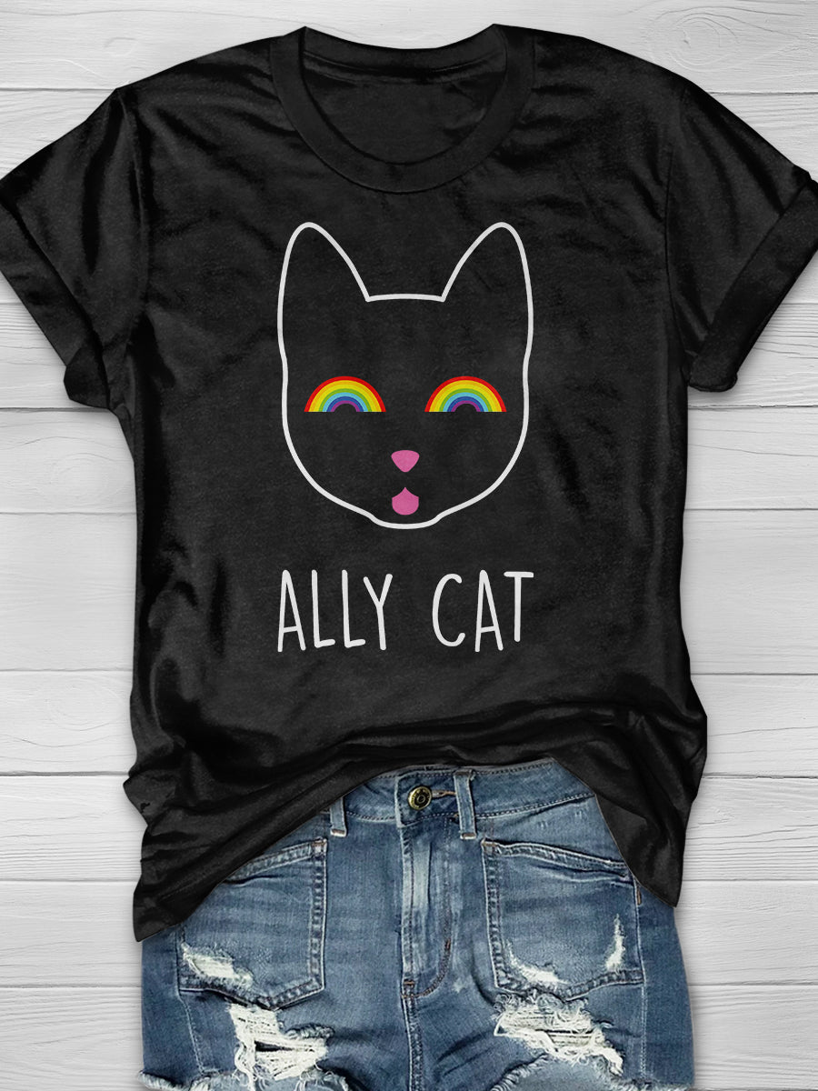 Ally Cat Print Short Sleeve T-shirt