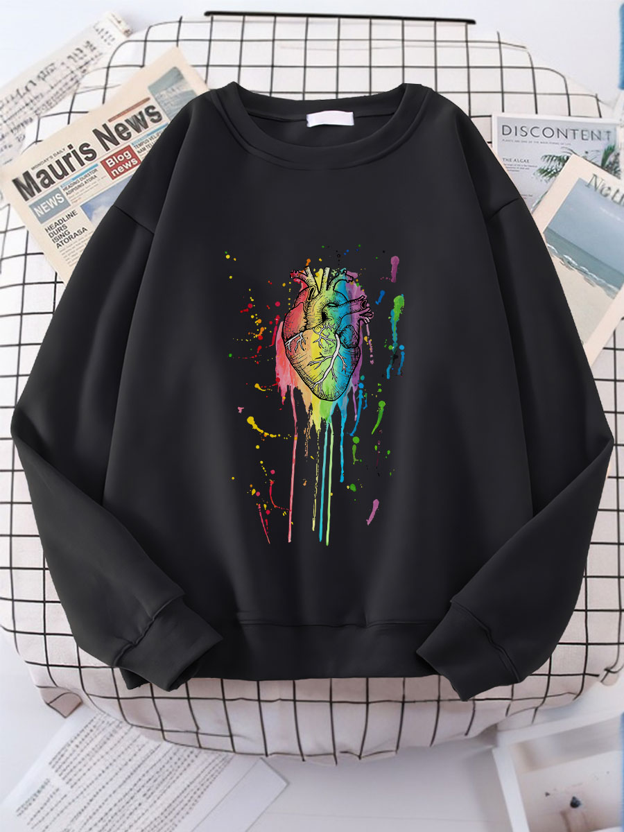 Rainbow Anatomical Heart Print Sweatshirt