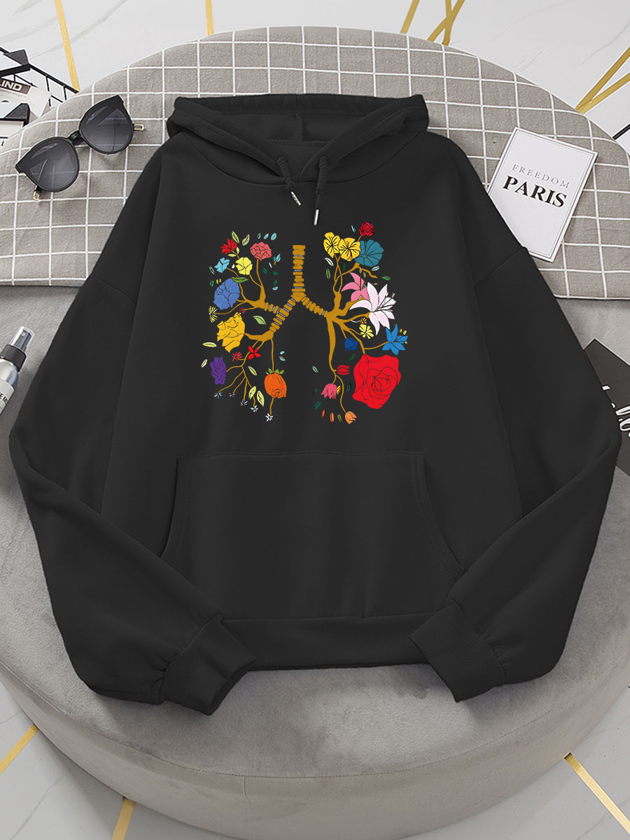 Flower Lung Print Hoodie