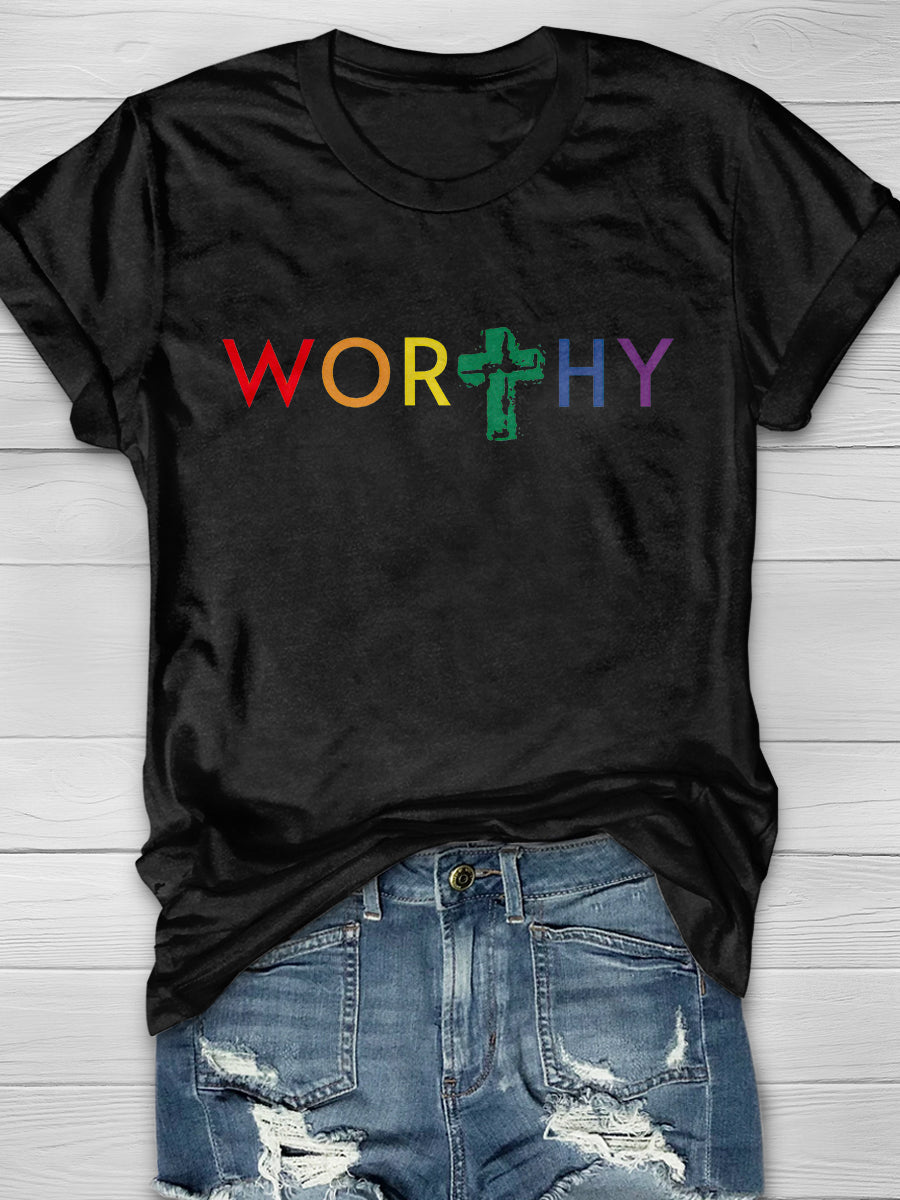 Worthy Rainbow Print Short Sleeve T-shirt