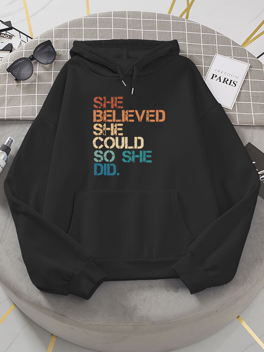She Believed She Could She Did Print Hoodie