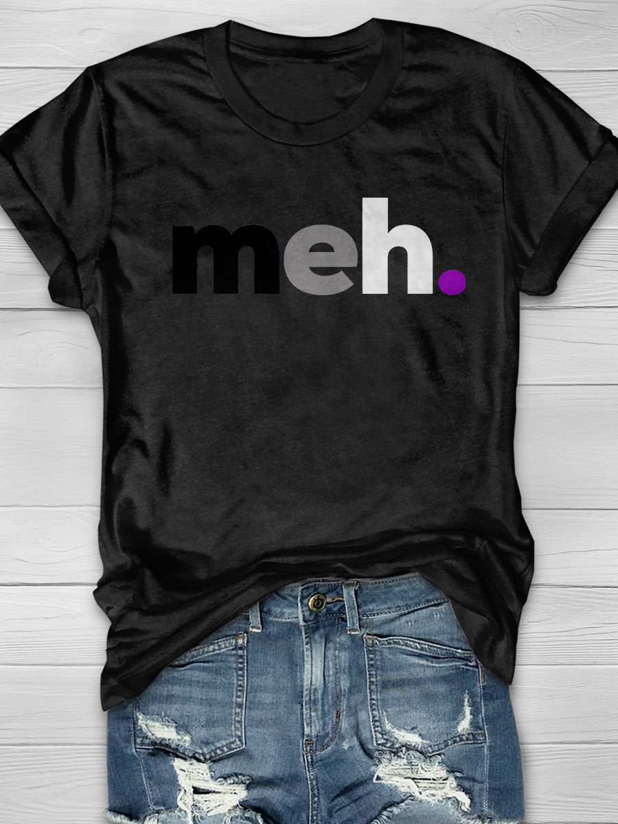 Asexual Pride Meh Print Short Sleeve T-shirt