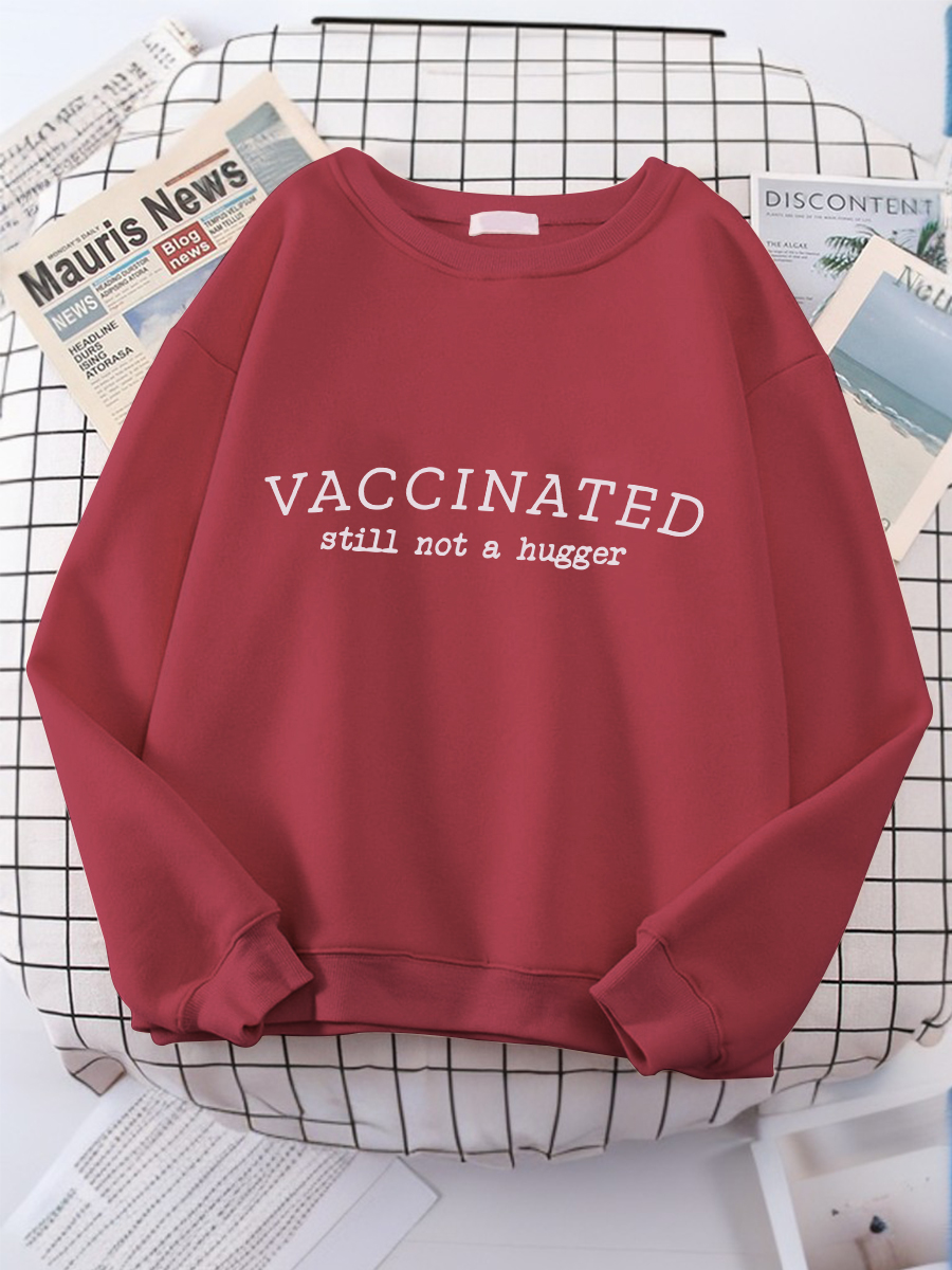 Vaccinated Still Not A Hugger Funny Nurse Print Short Sleeve Sweatshirt