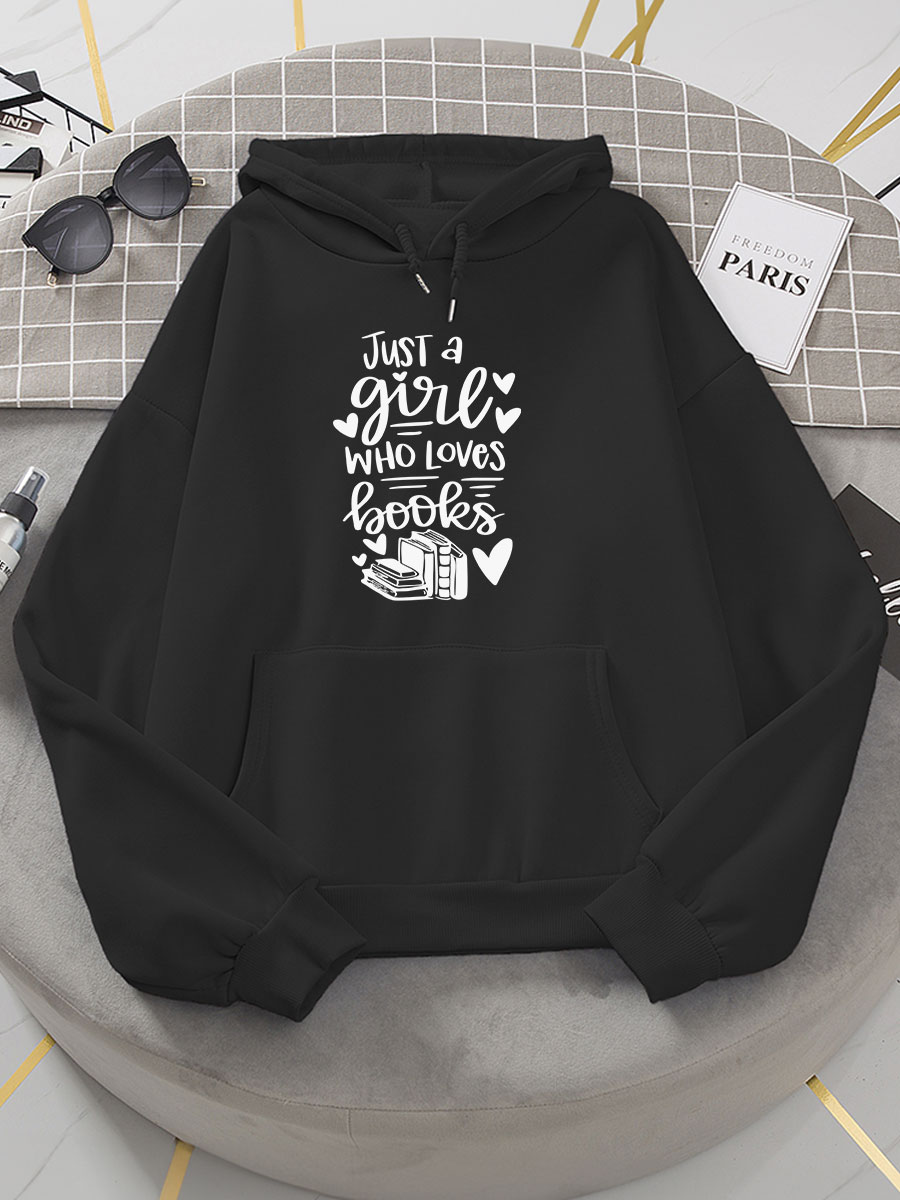 Just A Girl Who Loves Books Print Hoodie