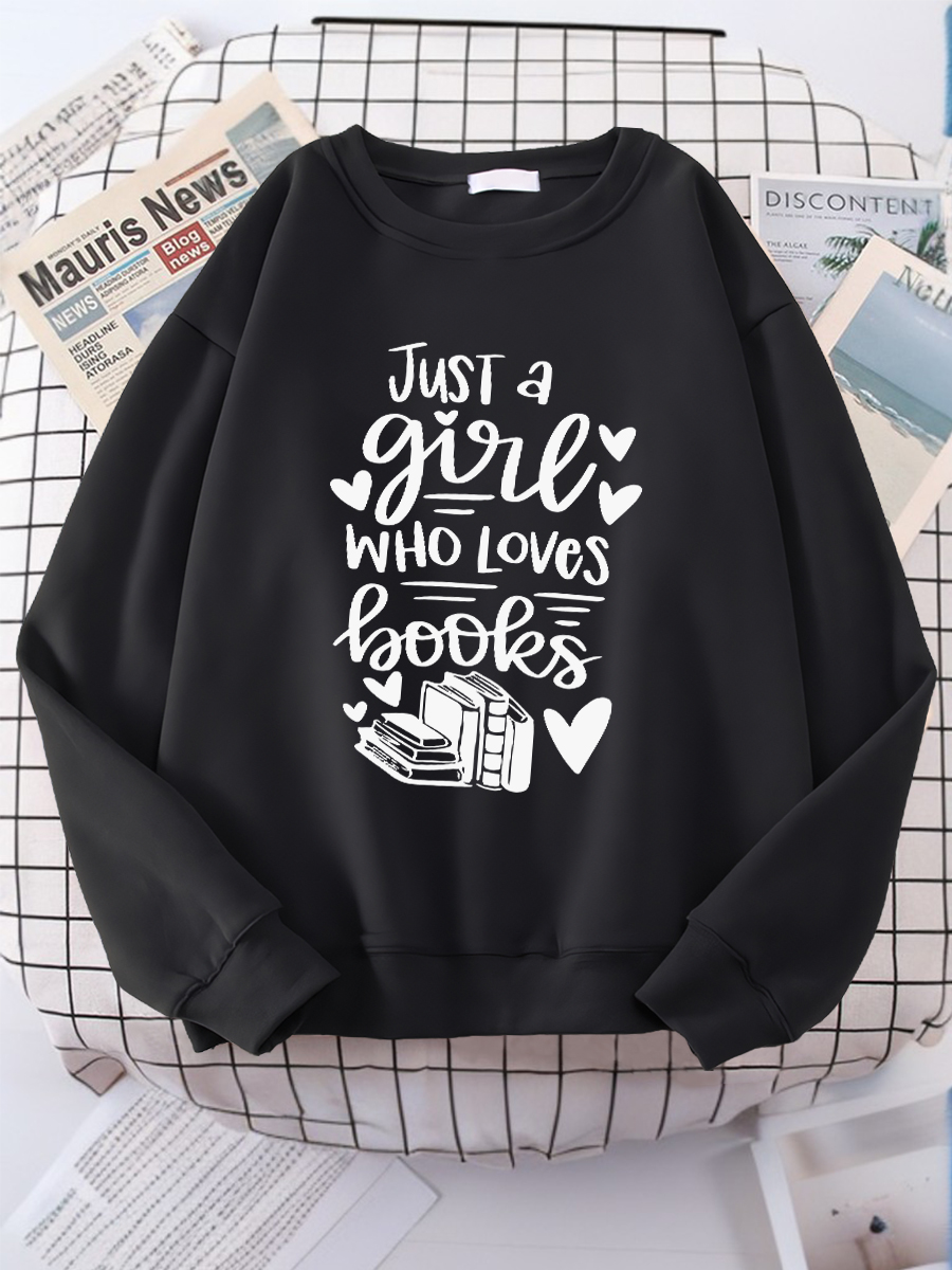 Just A Girl Who Loves Books Print Short Sleeve Sweatshirt