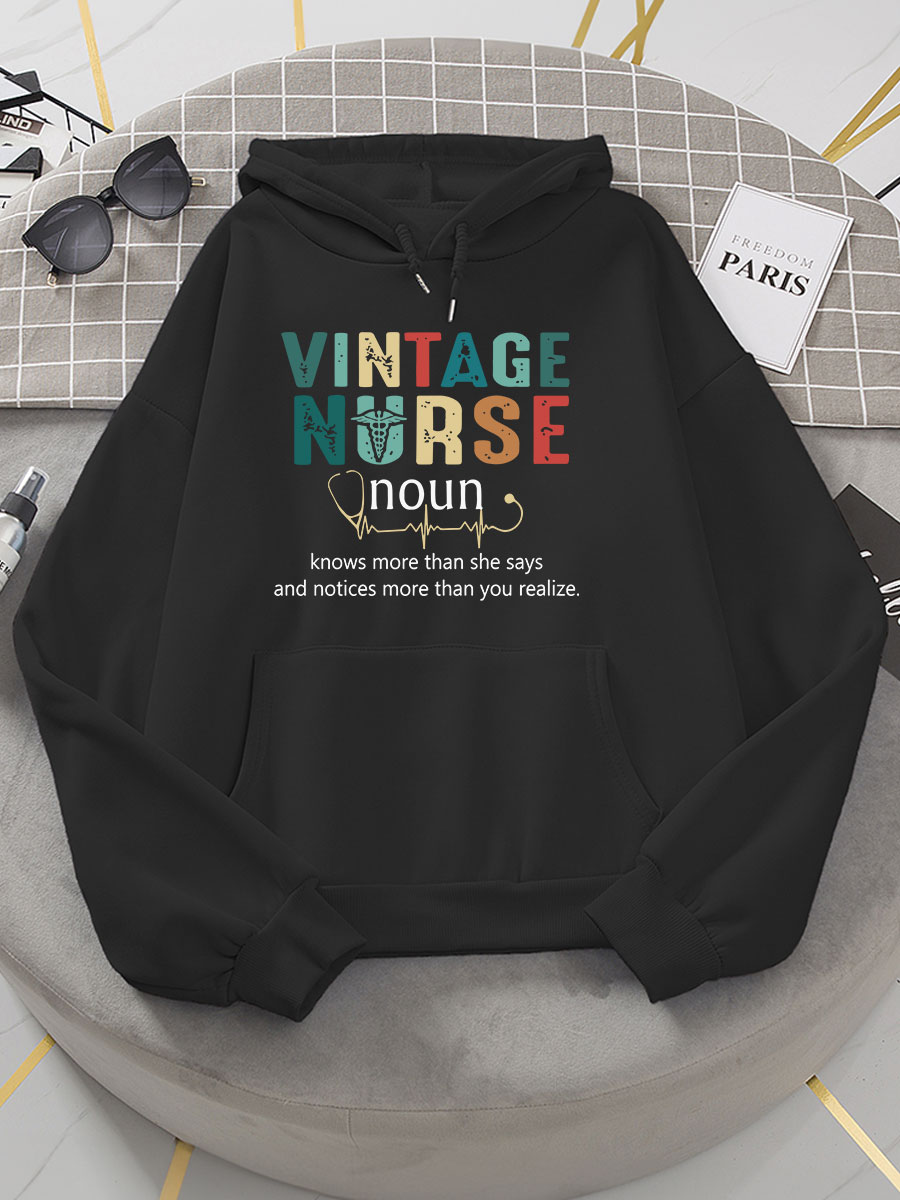 Vintage Nurse Print Hoodie