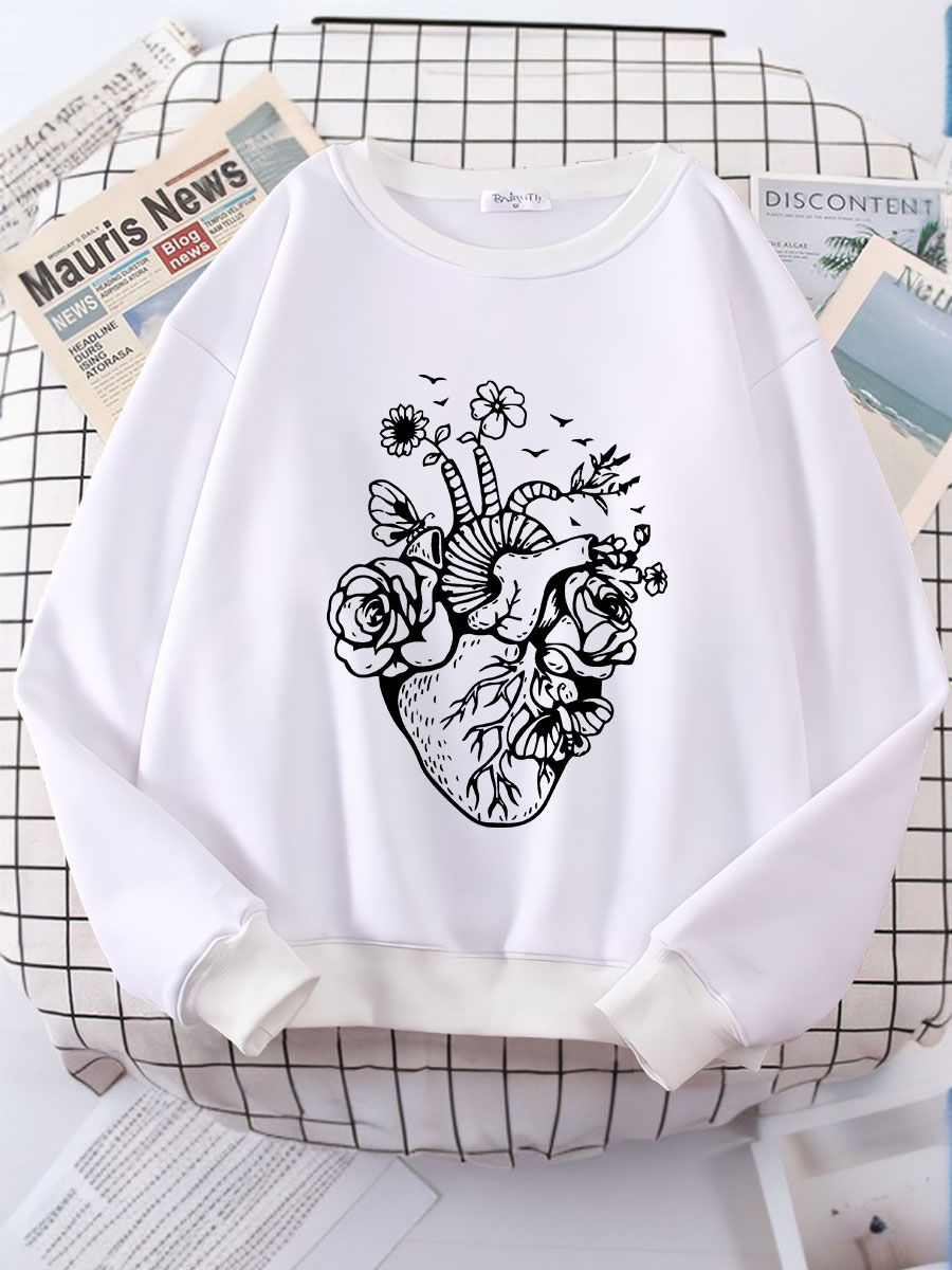 Floral Heart Print Sweatshirt