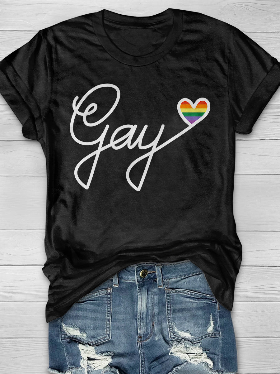 Gay Rainbow Print Short Sleeve T-shirt