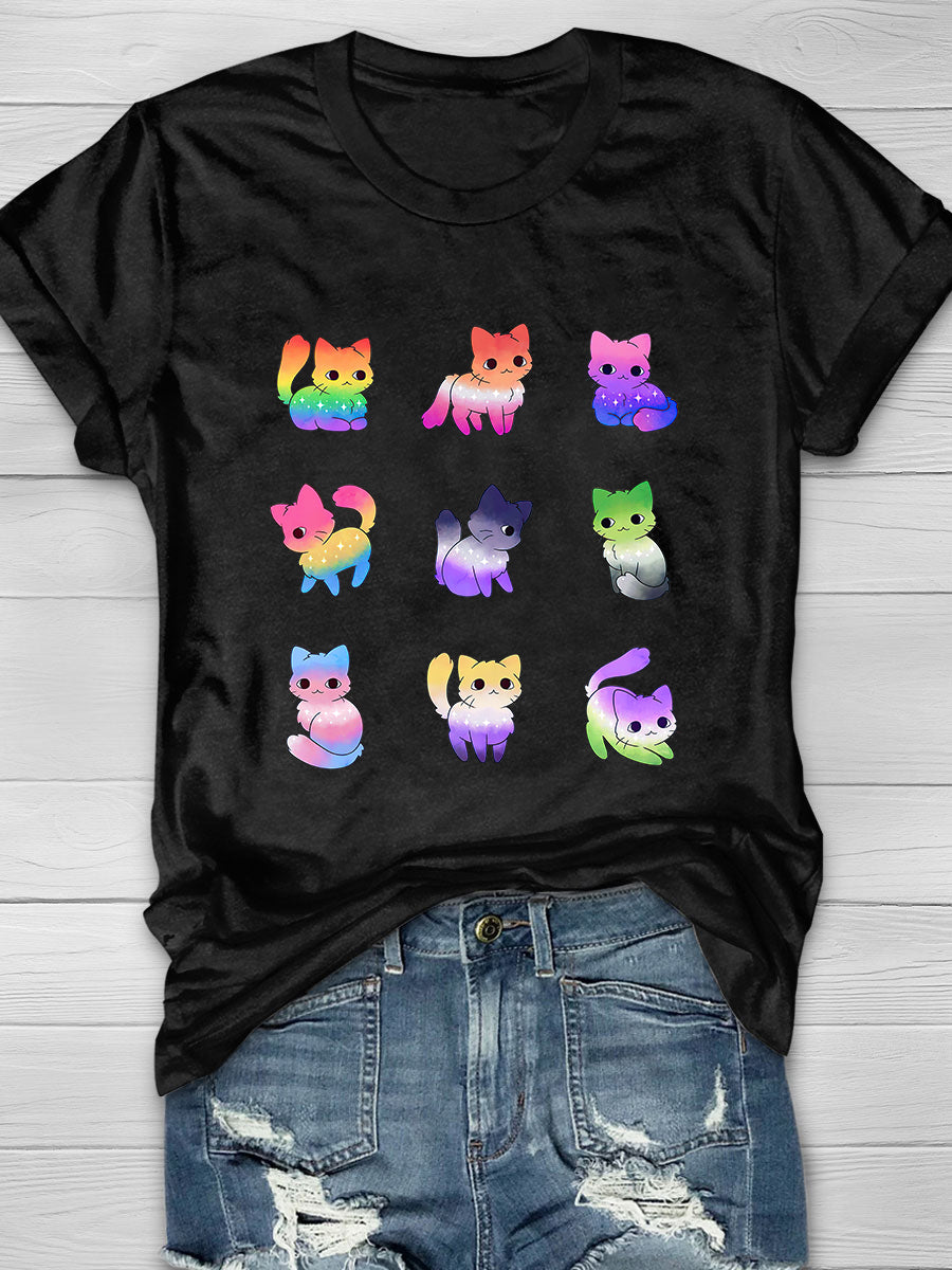 Pride Cats Print T-shirt
