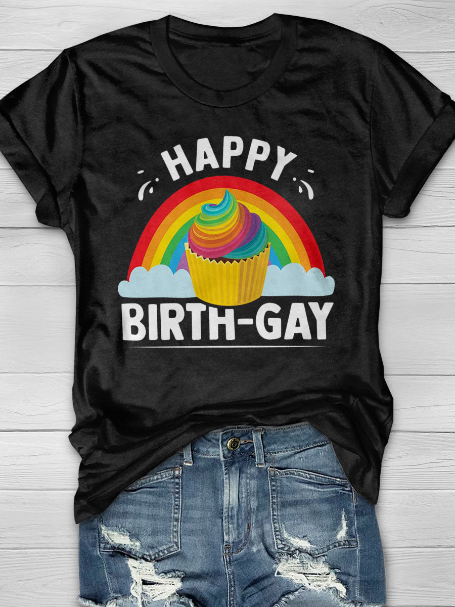 Happy Birth-Gay print T-shirt
