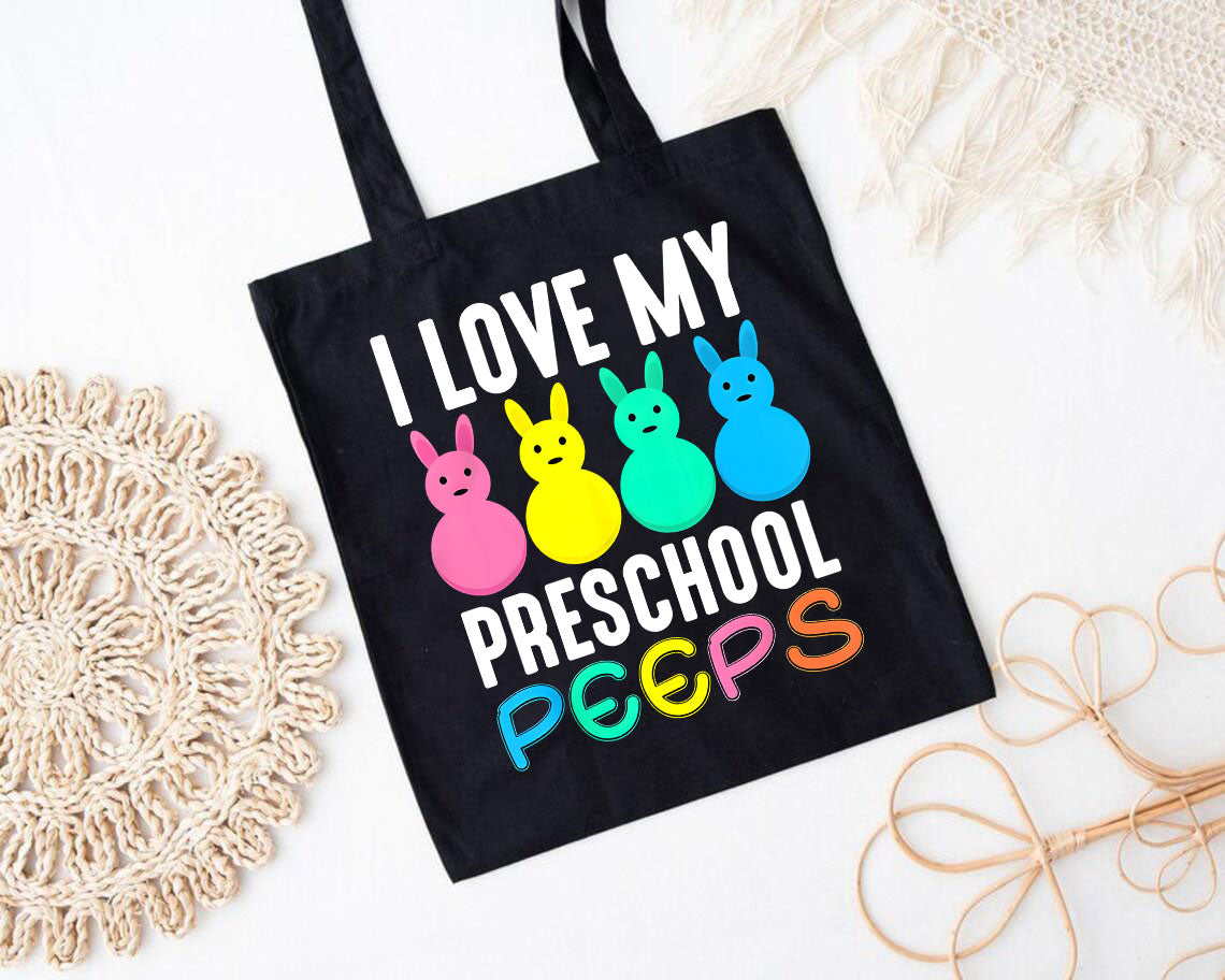 I Love My Preschool Peeps Print Canvas Bag