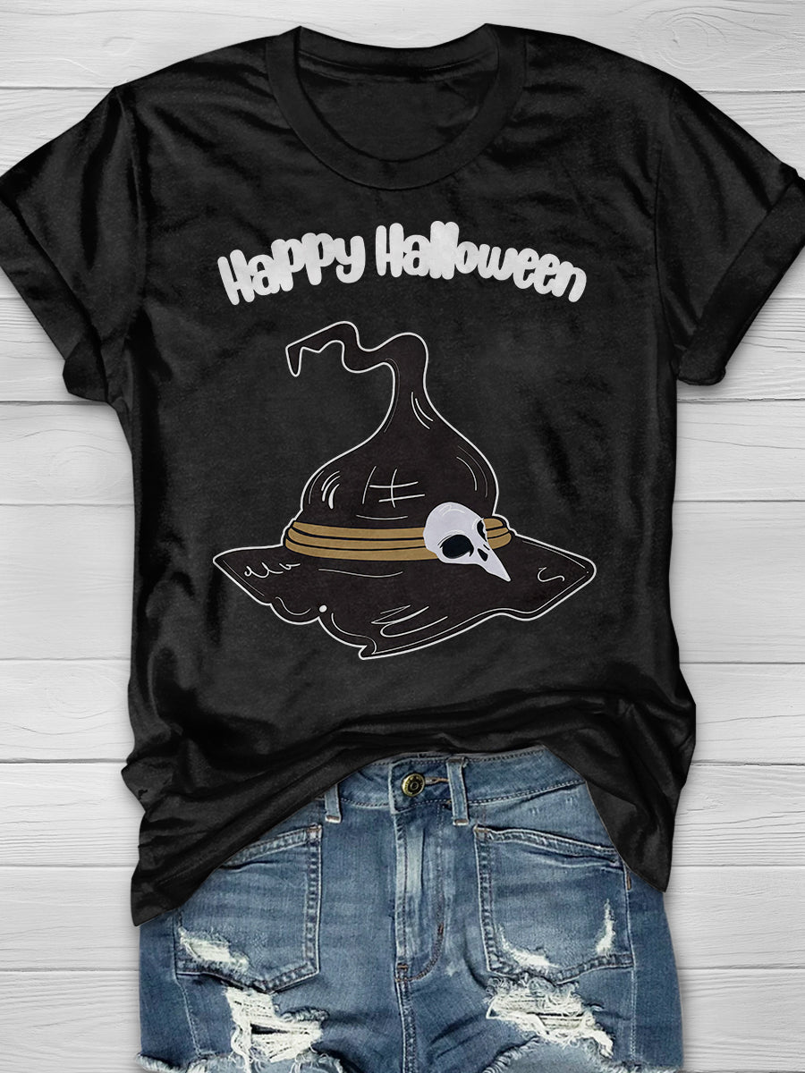 Happy Halloween Print Short Sleeve T-shirt