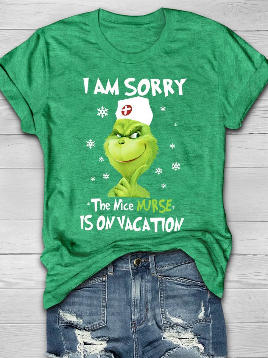 The Nice Nurse Is On Vacation Print Short Sleeve T-shirt