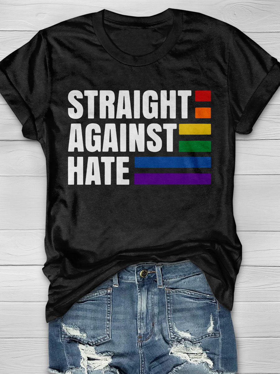 Straight Against Hate print T-shirt