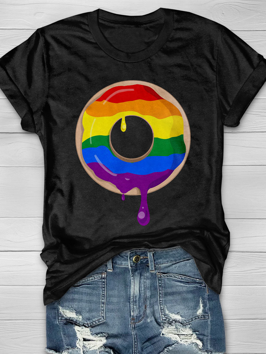 Gay Pride Donut Print T-shirt