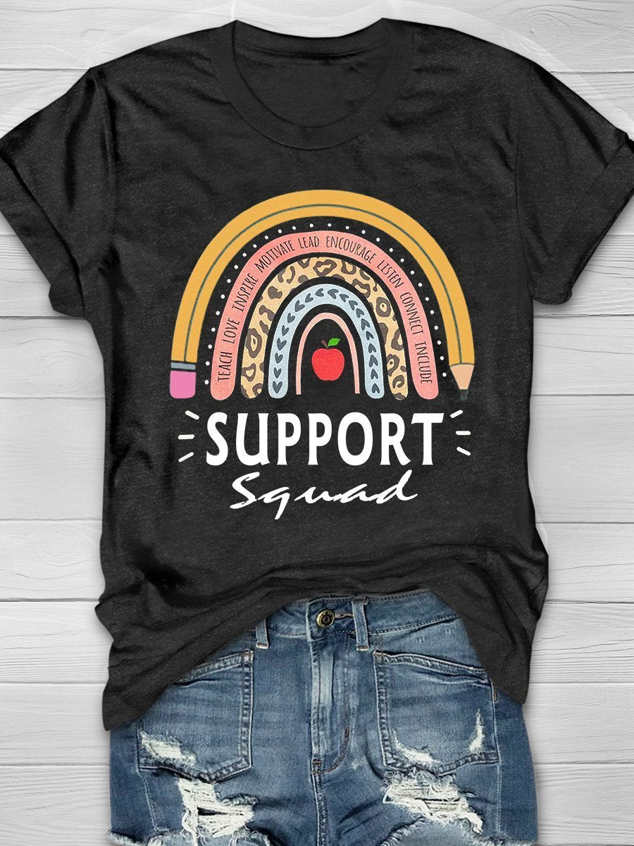 School Support Squad Print Short Sleeve T-shirt