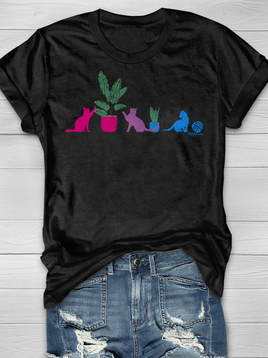 Cats And Plants print T-shirt
